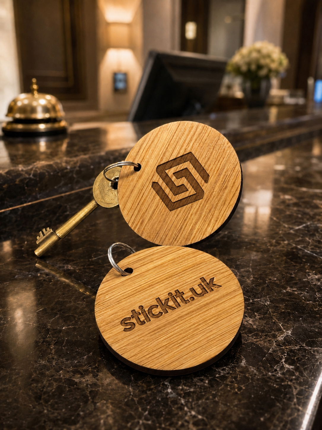 Personalised Oak Hotel Key Fobs