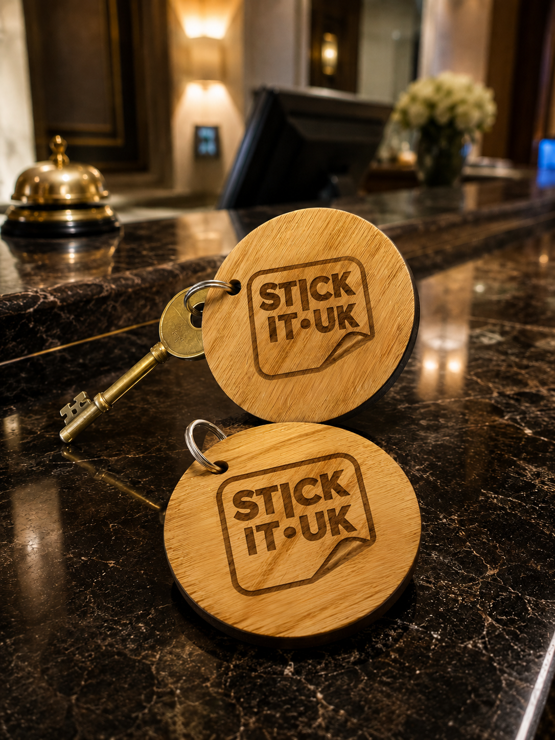 Personalised Oak Hotel Key Fobs